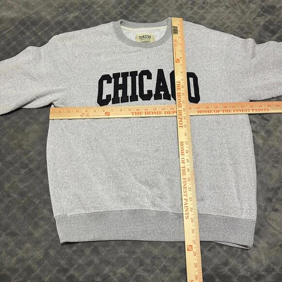 New York Popular Chicago Sweater Crewneck Men Large L Gray Pullover - Picture 5 of 6